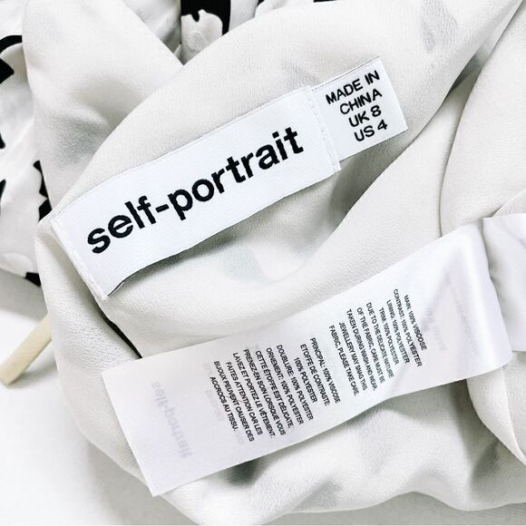 Self Portrait Embroidered Leopard Print Satin Jacquard Pleated Midi Dress Sz 4 - Picture 6 of 9